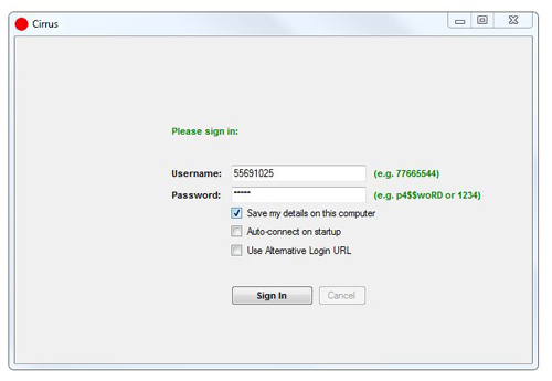 Cirrus Login