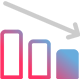 Cirrus pink decreasing graph icon
