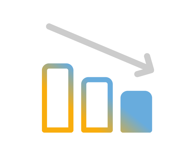Cirrus yellow decreasing graph icon