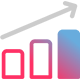 Cirrus pink increasing graph icon