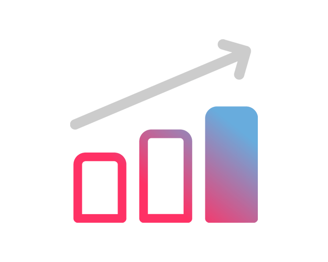 Cirrus pink increasing graph icon